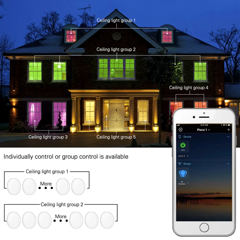 $28.81 WIFI Smart LED Ceiling Light 36W Voice Control Dimmable RGB Bluetooth Indoor Alexa Google Modern Lamp Tuya Intelligent Lamps