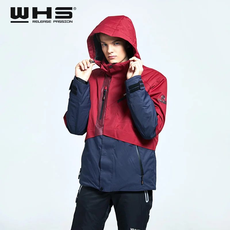 RED WHS, новинка, мужские уличные лыжные куртки, ветрозащитные мужские теплые пальто, мужская зимняя куртка, Подростковая облегающая одежда, мужская теплая куртка - Цвет: RED