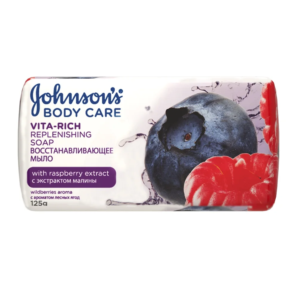 Johnson’s® body care Vita Rich Мыло с экстрактом Малины Восстанавливающее 125 г|Мыло| |