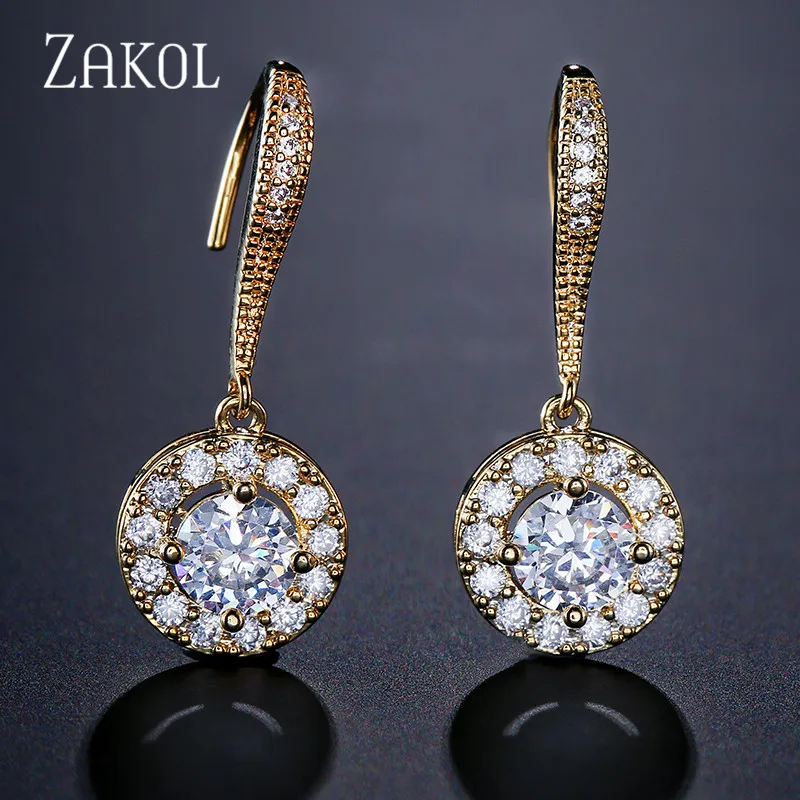 Женские серьги-Крючки ZAKOL круглые серьги в Королевском Стиле с кристаллами