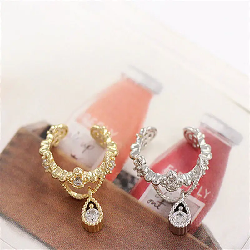 1 шт. Винтажные Ювелирные изделия без пирсинга Стразы каплевидные серьги клипсы