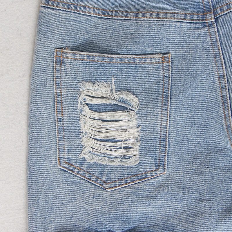 TWOTWINSTYLE Streetwear Ripped Hole Straight Denim Pants For Women High Waist Pants Female Fashion Clothes Summer New