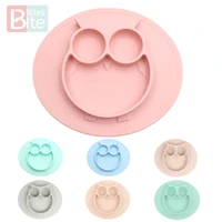 bite bites baby silicone plate kids bowl cartoon owl suction bowl dining plate food grade silicone baby cartoon for baby