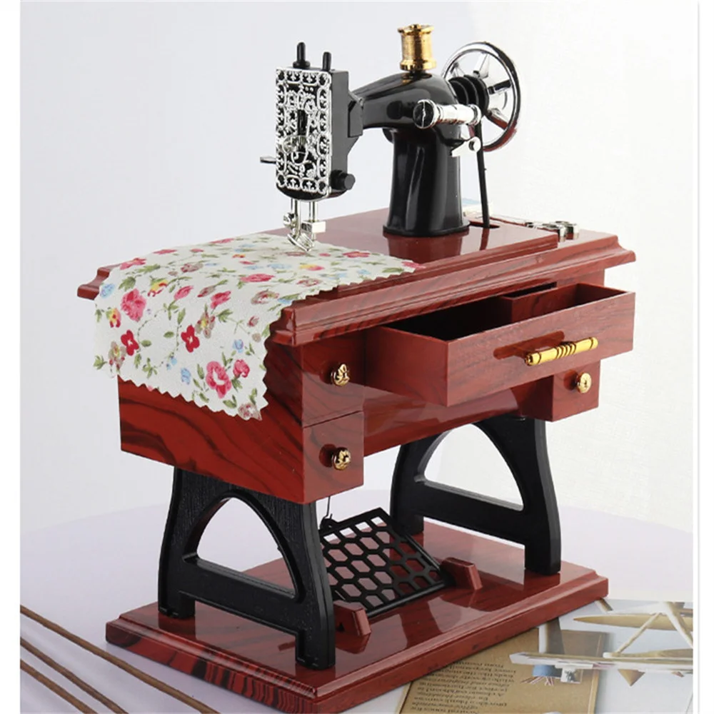 

Мини/Большая Изысканная швейная машинка, Музыкальная шкатулка с ручкой, музыкальные шкатулки в стиле ретро, шкатулка для украшений, креатив...