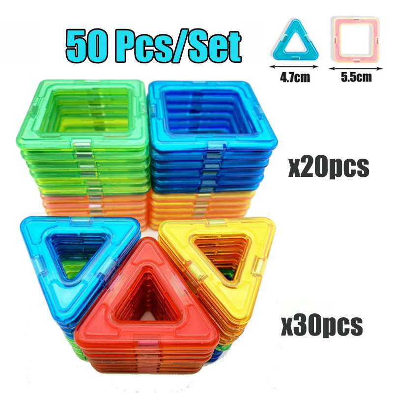 

50pcs New Magnetic Constructor Designer Set Magnetic Blocks Model & Building Toys Educational Toys for Children Gifts