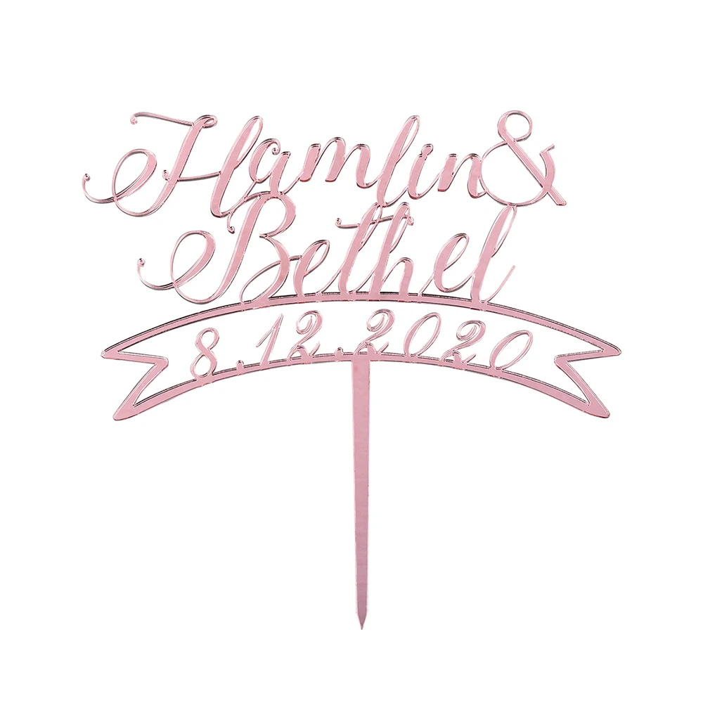 Персонализированный Выгравированный Топпер для свадебного торта акриловый