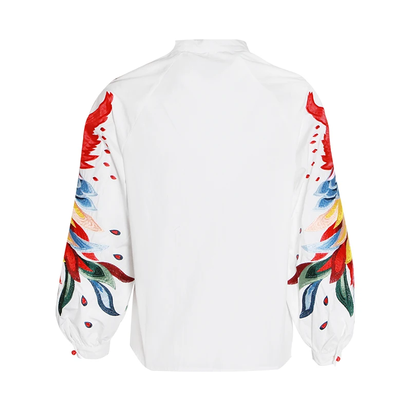 Женская блузка с вышивкой в виде животного GALCAUR Повседневная рубашка оверсайз