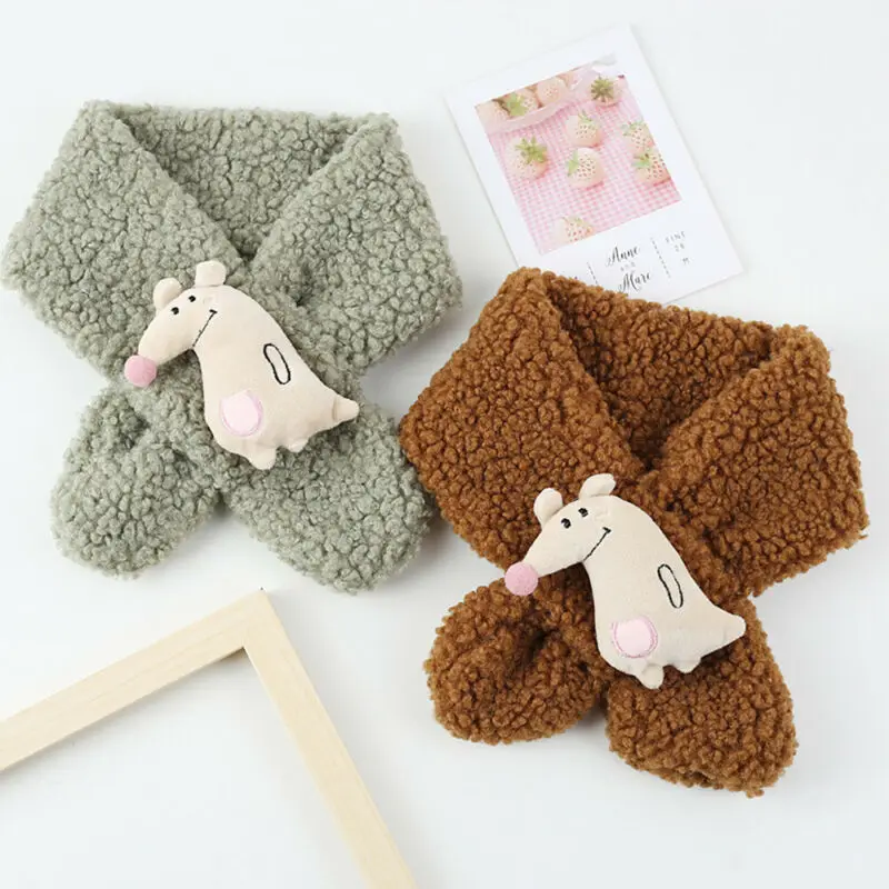 Детский шарф милый зимний детский кольцо для девочек однотонный плюшевый