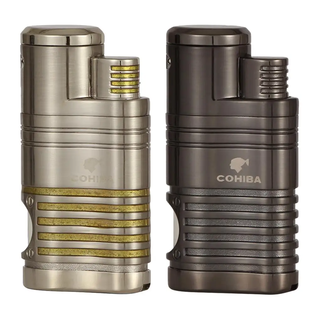 Зажигалка COHIBA 4 фонарика бутановые зажигалки для сигар ветрозащитные аксессуары