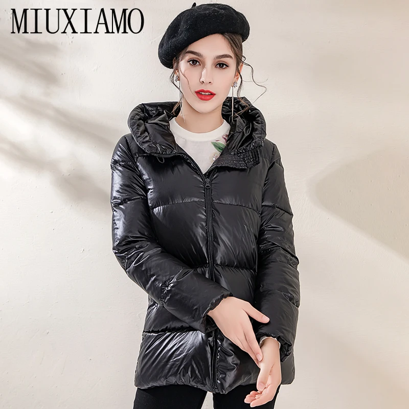 

MIUXIMAO 2019 Winter Coat Loose Elegant Fashion Warm Coat Vintage Office Lady Women Down Winter Coat Female Overcoat