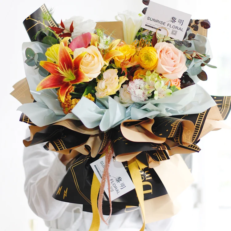 

20pcs New Flower Packaging Material European Waterproof Two-color Eura Cartier Paper Bouquet Packaging Tarot Paper
