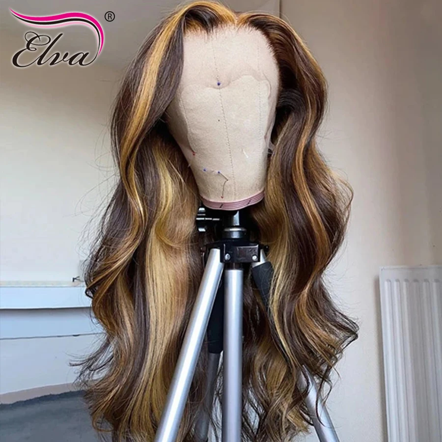 Парики из человеческих волос с кудрявыми кружевами спереди волосы Elva