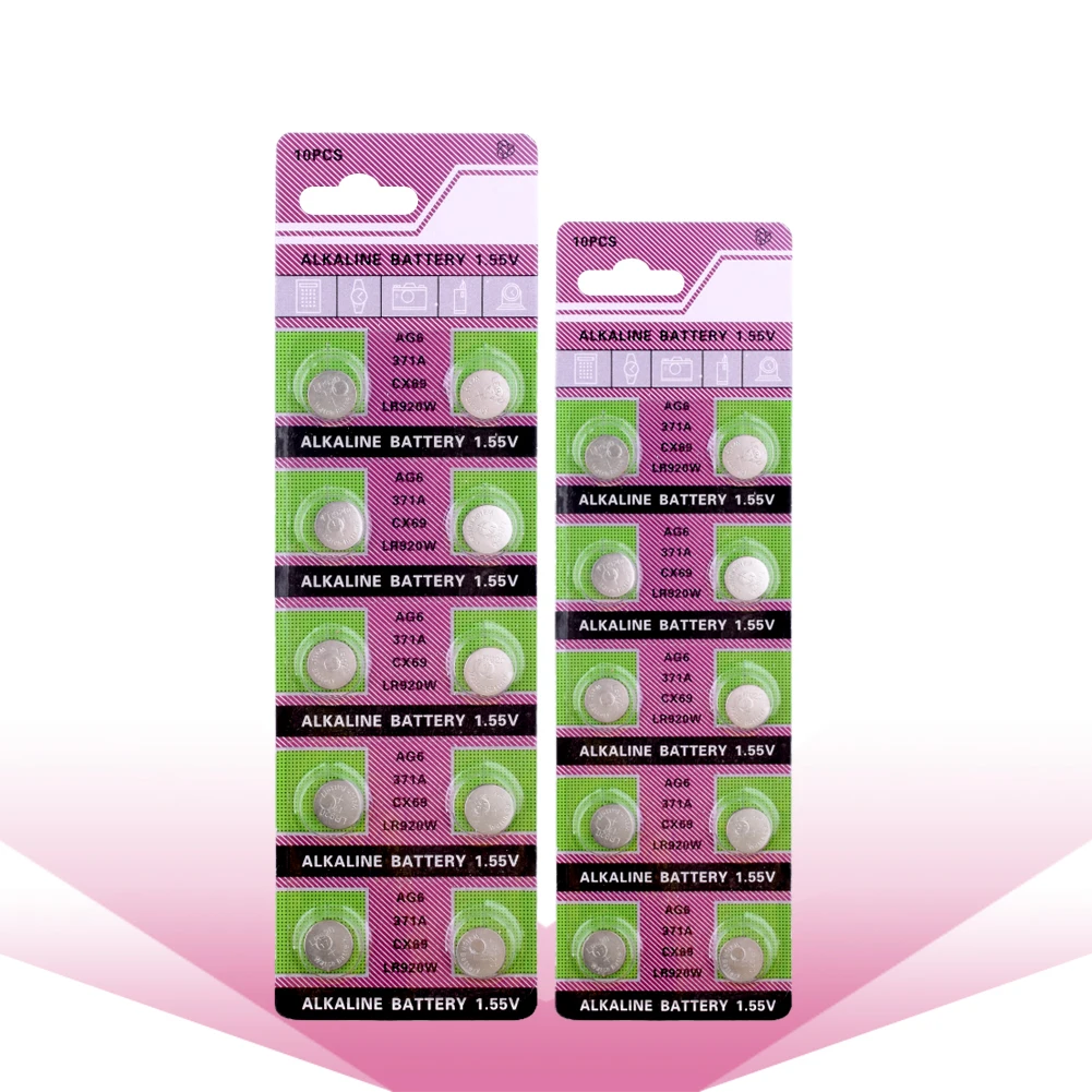 

20pcs AG6 1.55V Button Coin Cells AG6 Bateria Alkaline Batteries SR920SW SR69 SR921 SB-AN 280-31 V371 D371 605 S921E GP371