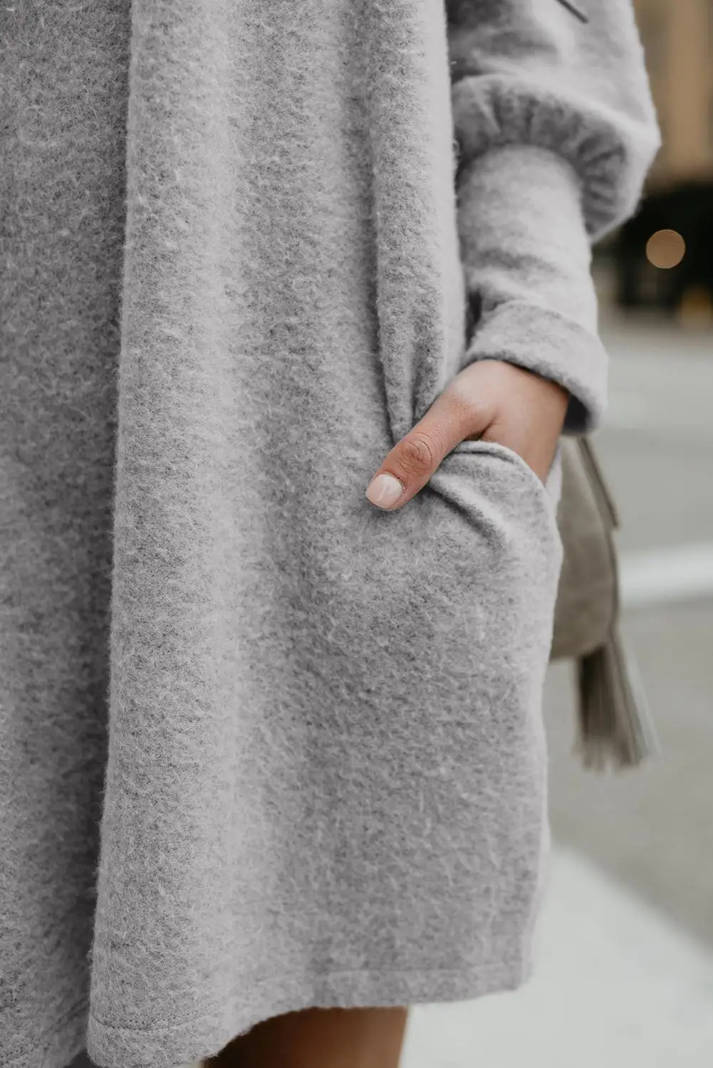 Красный/серый Осень Зима длинный фонарь рукав вязаный свитер платье Женская мода