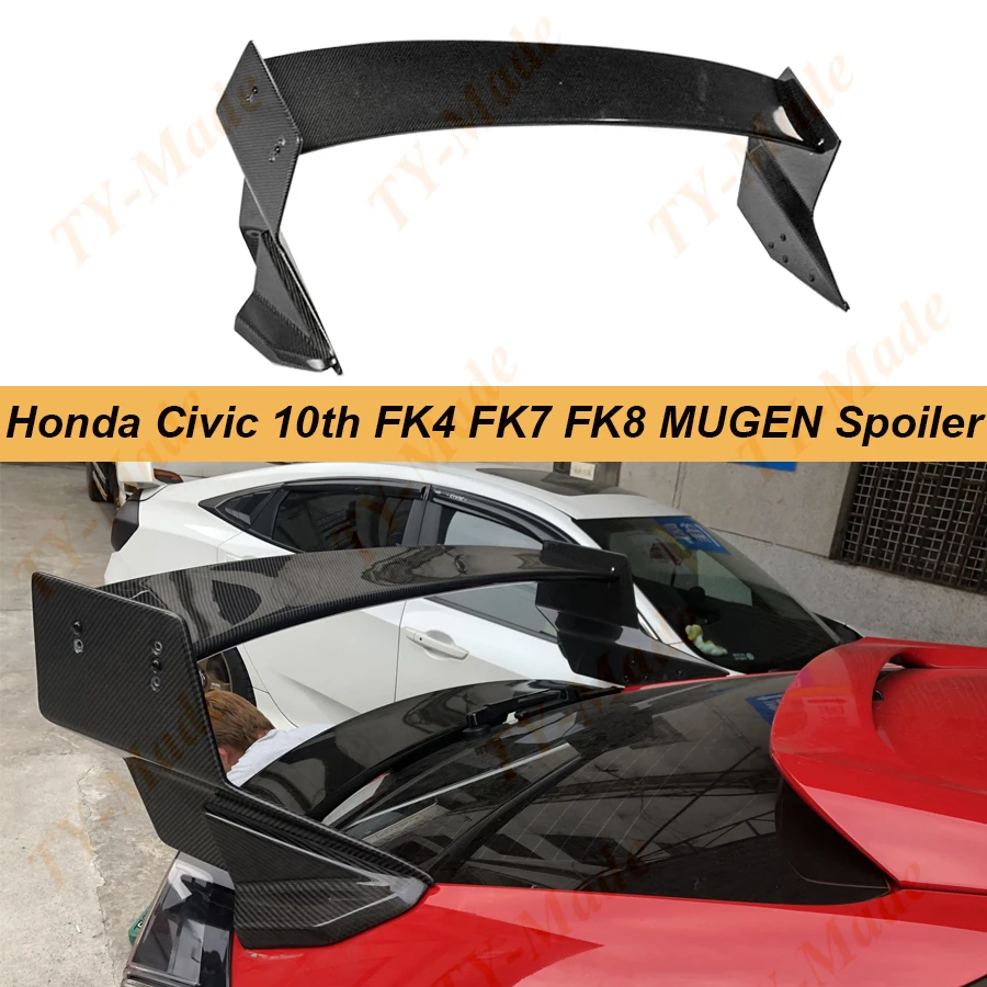 

NEW Real Carbon fiber Rear Tail Wing Spoiler JDM Modification For Honda Civic 10th Hatchback FK4 FK7 FK8 MUGEN Spoiler 2016-2021