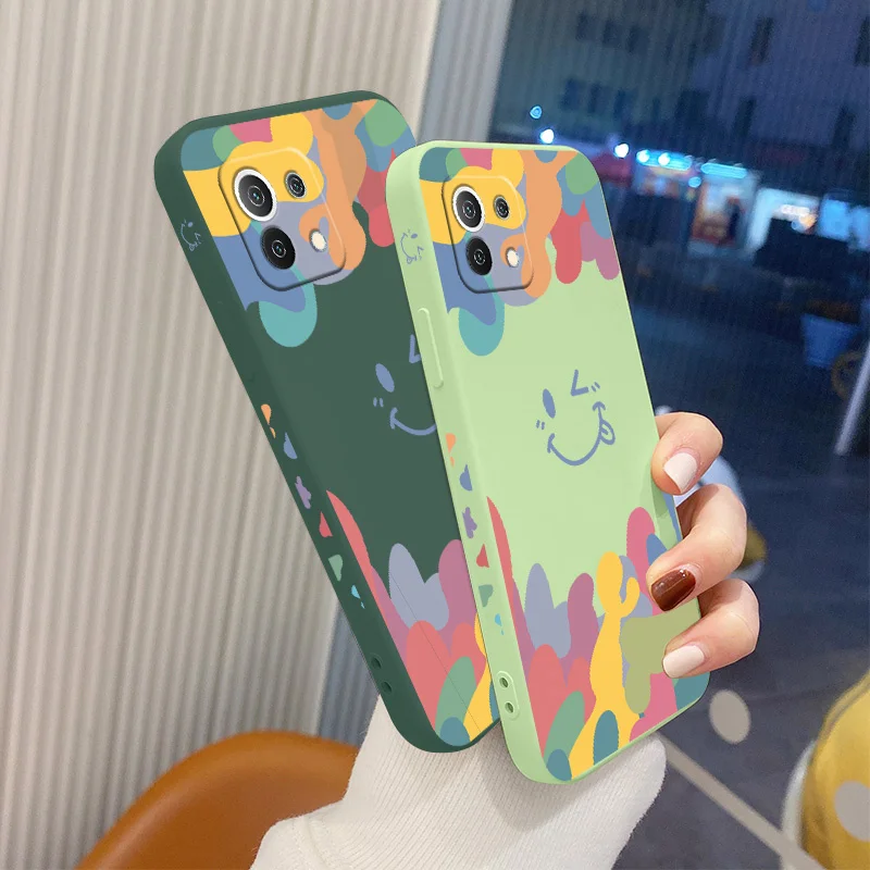 

Smiling Face Soft Case For Xiaomi Mi 11 11i 10T 9T Pro Lite 10 10S 9 8 lite Pro Poco F2 X2 F3 Pro Liquid Silicone Phone Cover