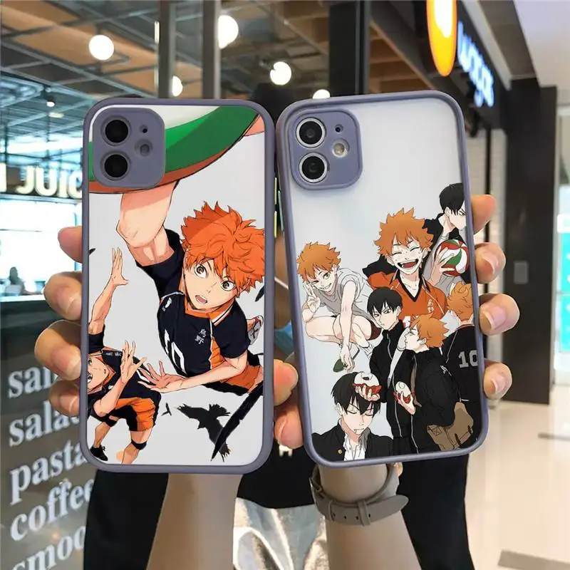 

Haikyuu Hinata attacks Anime Phone Cases Matte transparent For Gray iPhone 12 Mini 11 Pro XR XS Max 7 8 Plus X Back Cover