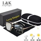 Longkeader, фотохромные солнцезащитные очки, мужские, Железный человек, пилот, металл, для вождения, солнцезащитные очки с коробкой, квадратные, меняющие цвет, Oculos De Sol