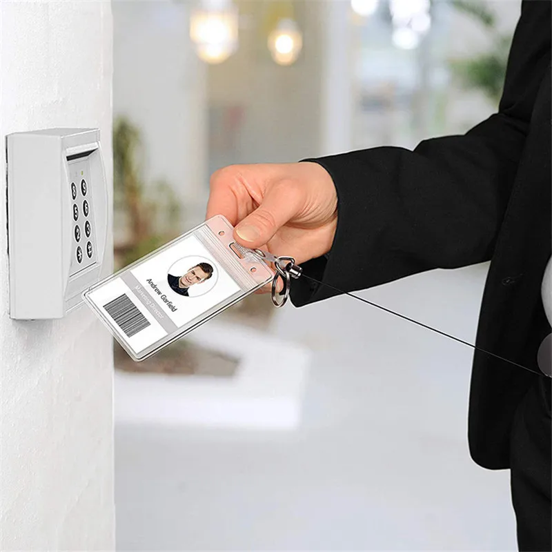 

New Retractable Pull Key Ring ID Badge Lanyard Name Tag Card Holder Wire Rope Camping Telescopic Burglar Chain Key Ring