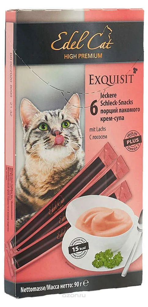 Лакомство для кошек Edel Cat, крем-суп лосось, 6шт