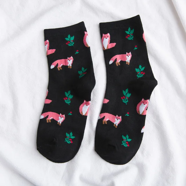 

10Pair/lot Fashion Women Girls Cute Jacquard/Plants Printing Pattern Art Socks Animal/Cactus Sock Funny Socks Kawaii