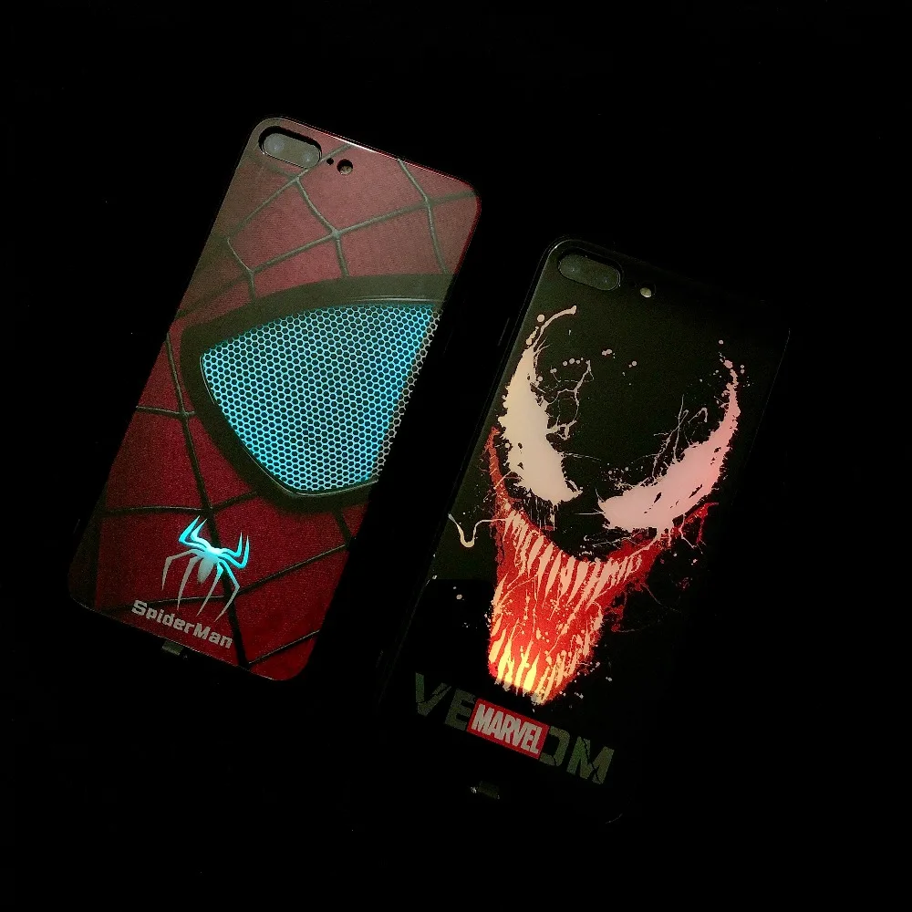 Venom Железный человек входящий вызов умный индукционный с подсветкой чехол для телефона iPhone XS MAX XR X 7 8 6S Plus Мультфильм Крутой чехол