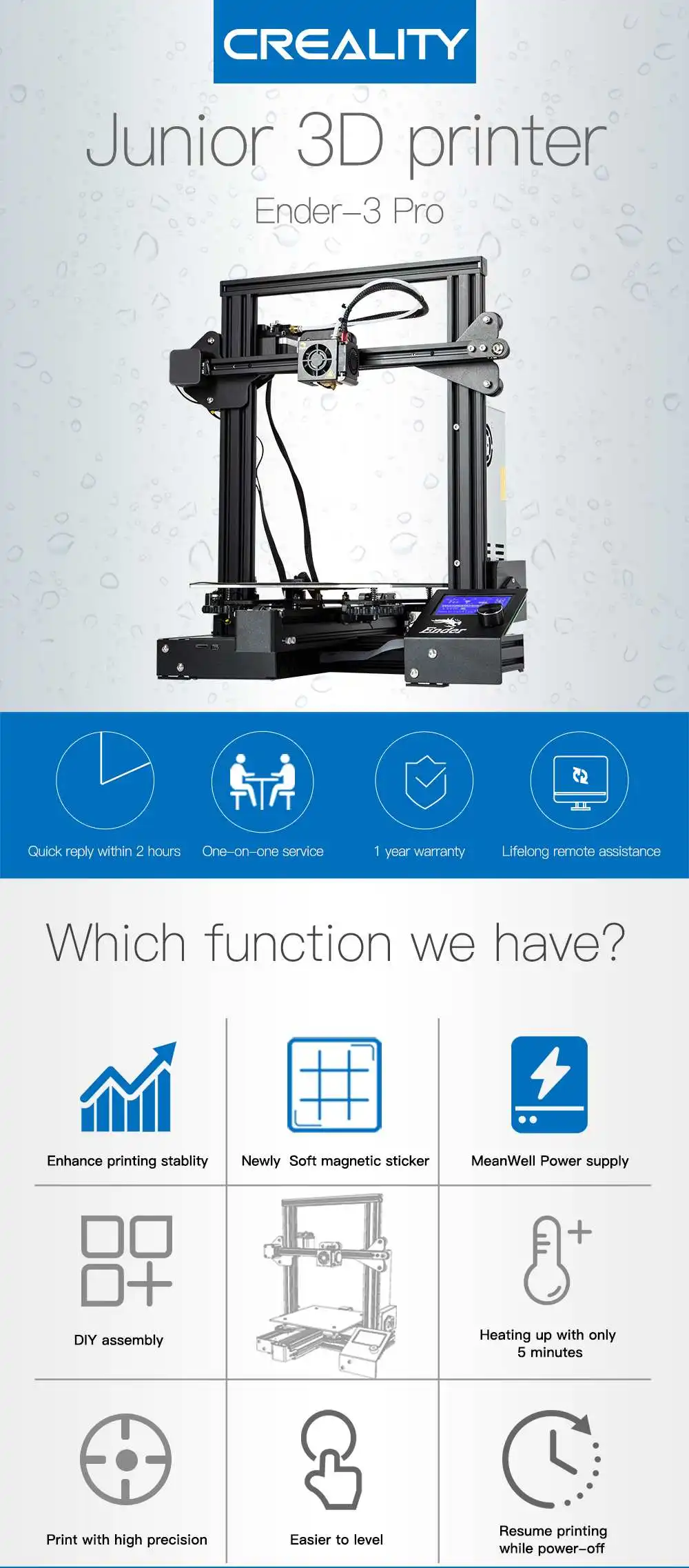 Ender-3/Ender-3 PRO 3d принтер DiY Kit v-слот I3 FDM технология MK10 экструдер 220x220x250 мм размер 3D принтер