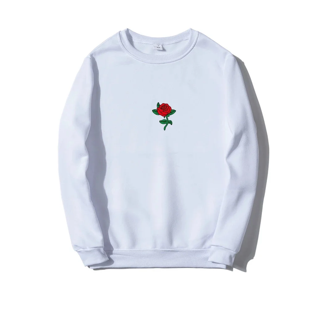 NEW Men Hip Hop Casual Brief Popular Sweatshirts Fashion Man Streetwear Harajuku Autumn Winter Funny Rose Print Hoodie Clothes