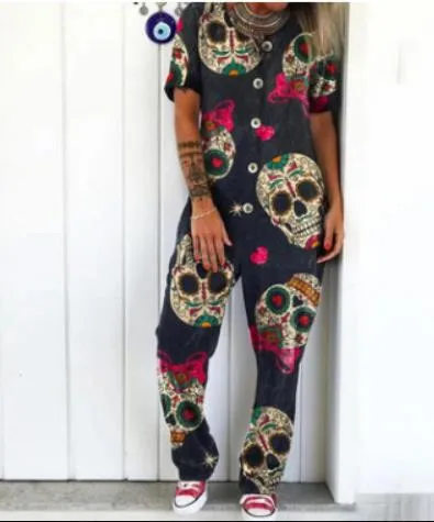 

Комбинезон женский летний с принтом, боди без рукавов, с открытыми плечами, на бретелях, повседневный ромпер с карманами, пляжная одежда