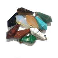 natural stone crystal agates pendants lucky stone pendant for jewelry making diy necklace accessories size 12mmx31mm
