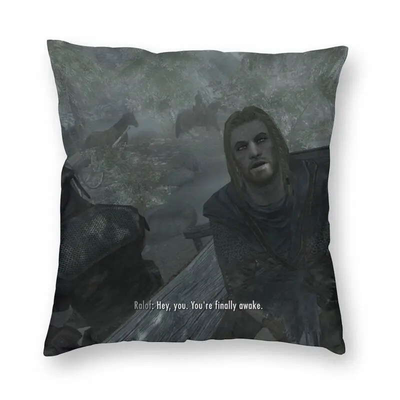 

The Elder Scrolls Skyrim Cushion Cover Hey You You're Finally Awake Video Game Pillow Case For Sofa Pillowcase Home Decoration