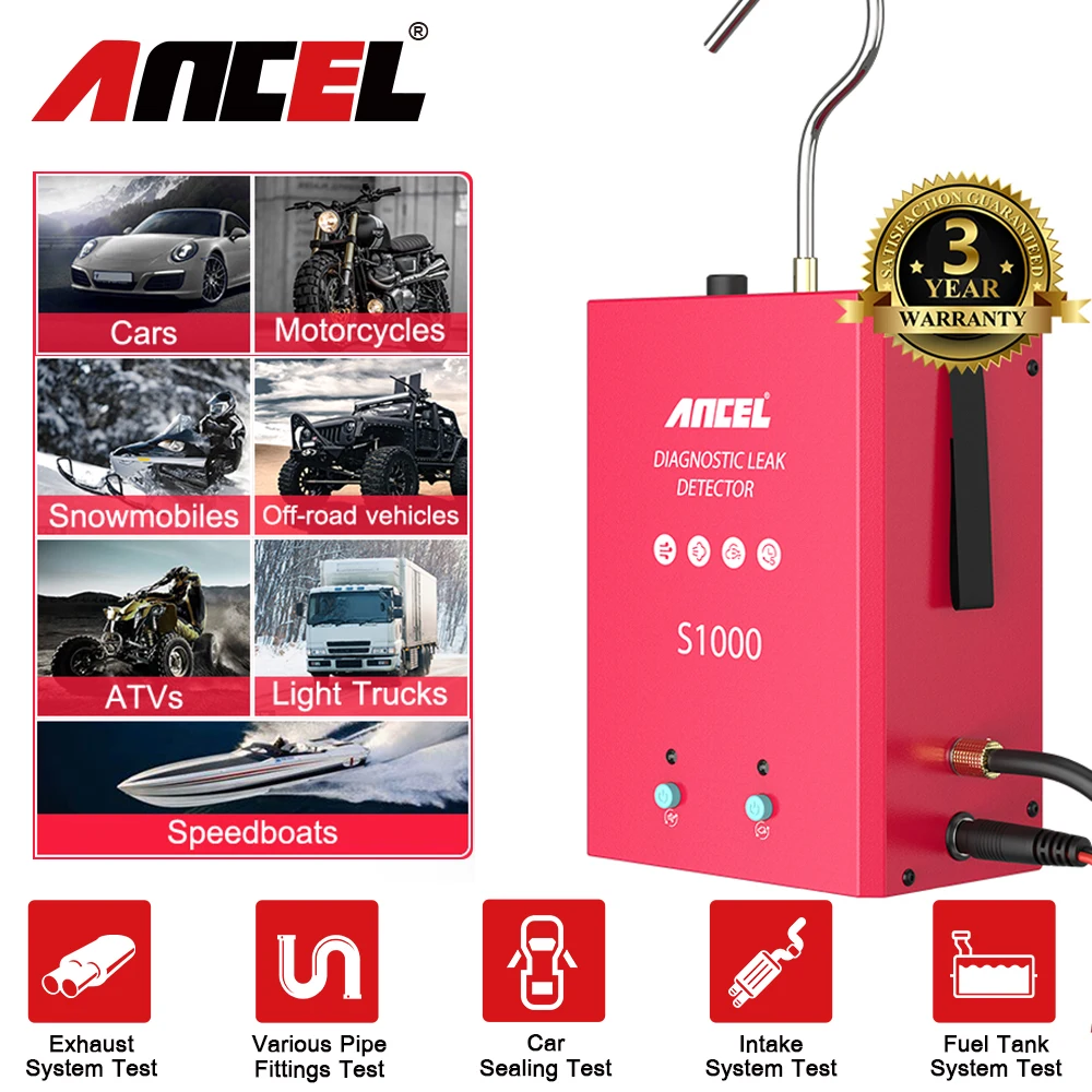 

ANCEL S1000 Car Smoke Leak Detector 12V Oil Pipe Leaks Analyzer Tester Auto Truck Gas Leakage Locator EVAP Vacuum Leakage Tools
