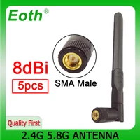 eoth 5pcs 2 4g 5 8g antenna 8dbi sma male wlan wifi dual band antene iot module router tp link signal receiver antena high gain
