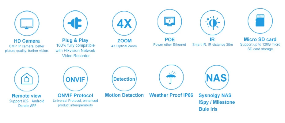 Hikvision, совместимая с 4K POE ip-камера, уличная, 8 Мп, Vari-Focus, 2,8-12 мм, цилиндрическая камера видеонаблюдения, H.265, слот Micro SD