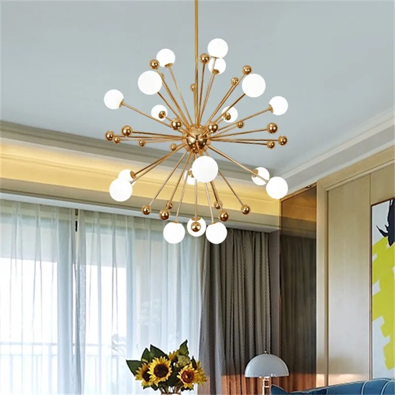 Люстра декоративная золотистая акриловая для кухни ресторана столовой|Люстры| |