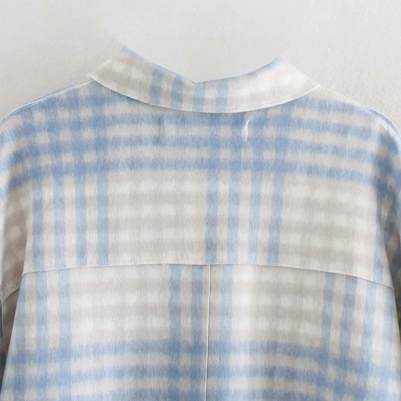 

Purple Double-pocket Single-breasted Lapel Thin Women's Jacket Korean Fashion Plaid Warm Chic Female Coat Tops