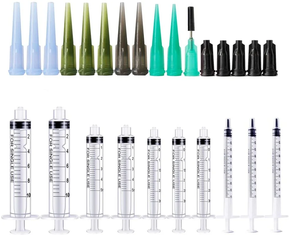 

Plastic Syringe Pack with Needles and Caps for Pet Feeding Lab Measurement and Household Multiple Uses Tools