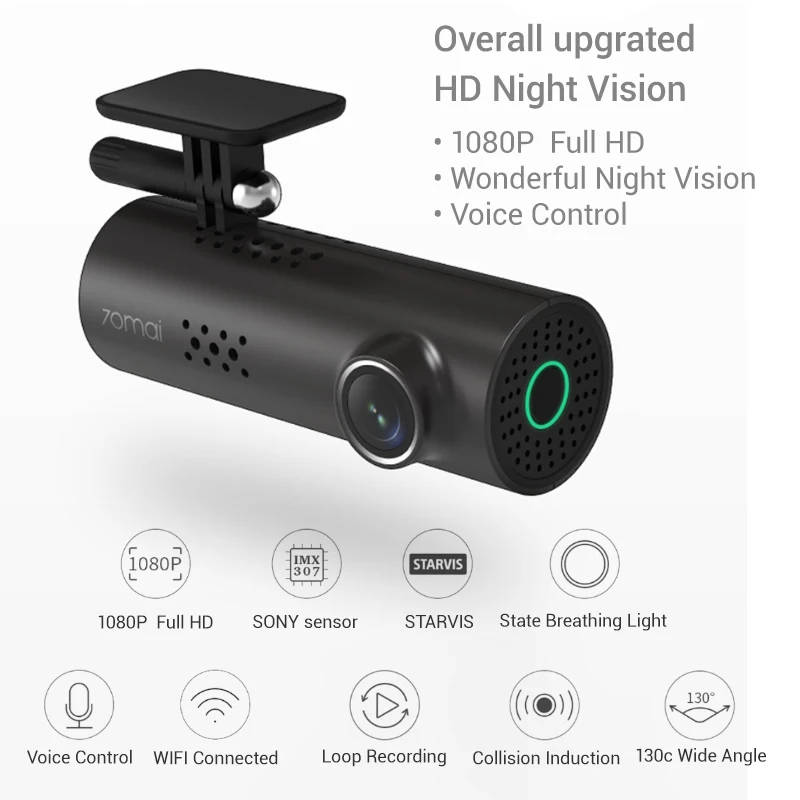 Английское Голосовое управление 70mai Автомобильный dvr Cam 1S 1080HD 70mai cam ночного видения 70Mai Dash Cam 1S рекордер WiFi 70 mai Dash Cam 1S