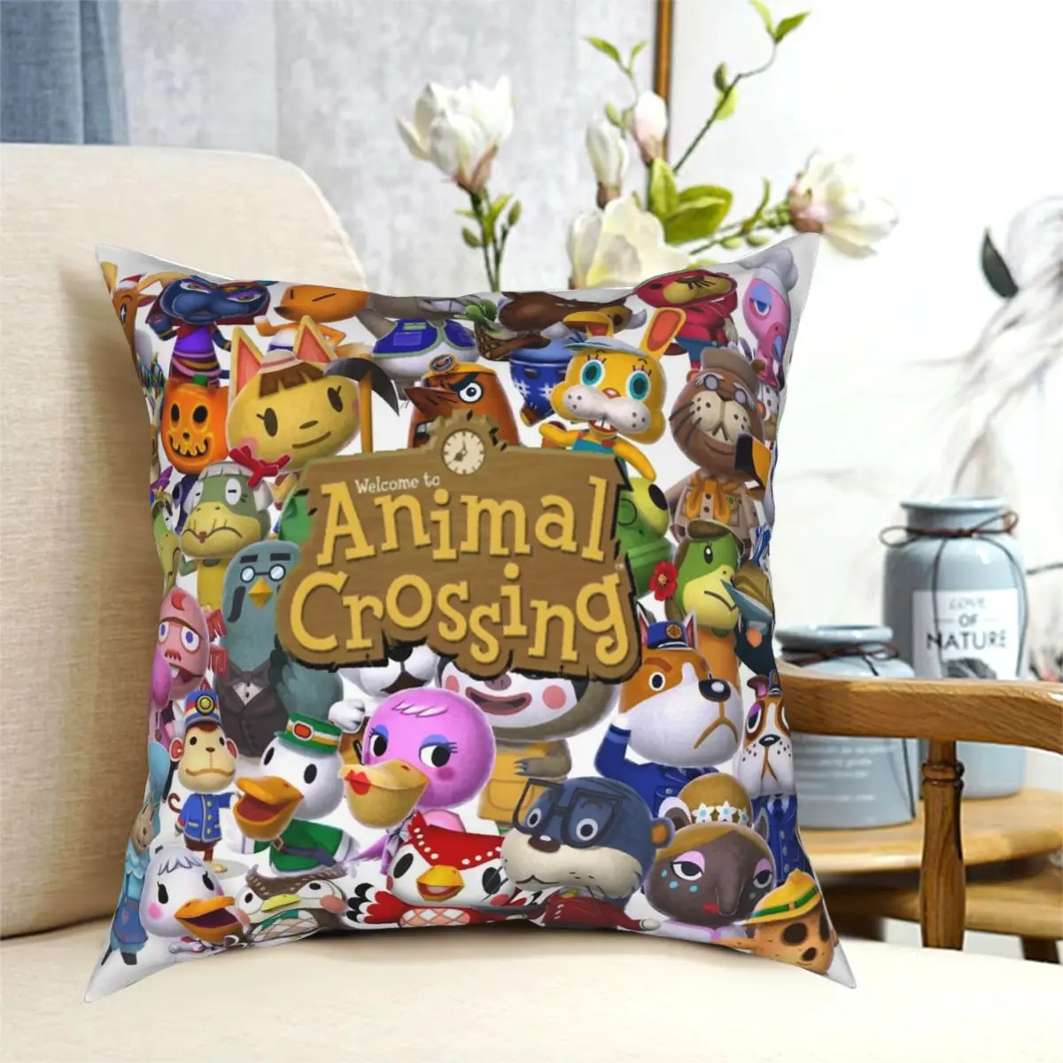 

Animal Crossing Collage Square Pillowcase Printed Zip Decor Pillow Case Bed Cushion Cover Wholesale