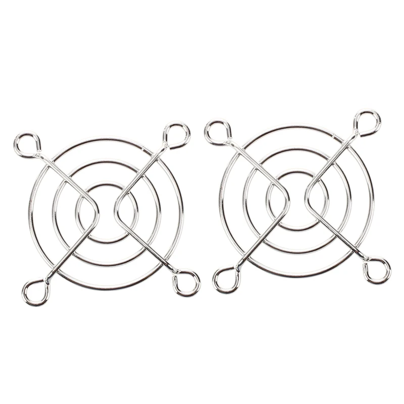 

2 Pcs Silver Tone Metal Grill Protector 50mm CPU Fan Finger Guards
