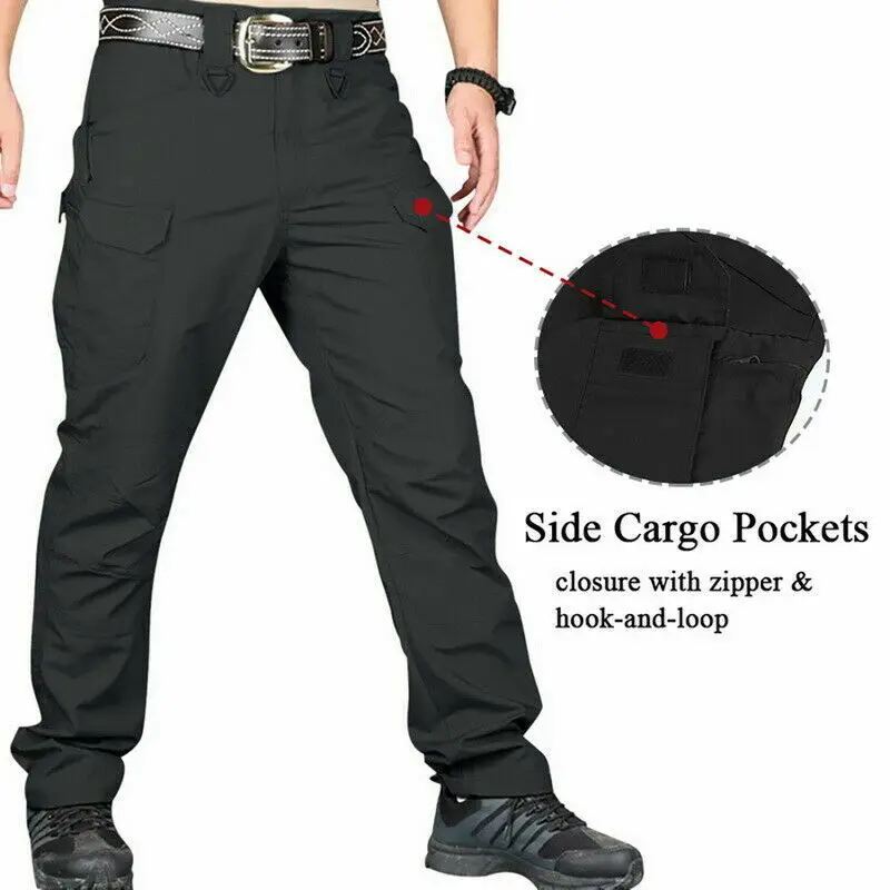 

Hot Men's Pants Waterproof Windproof Trousers Outside Sports Hiking Pants Multi-Pocket Work Pants