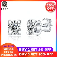 lesf moissanite diamond women earrings round 925 sterling silver 0 51 ct classic engagement gift