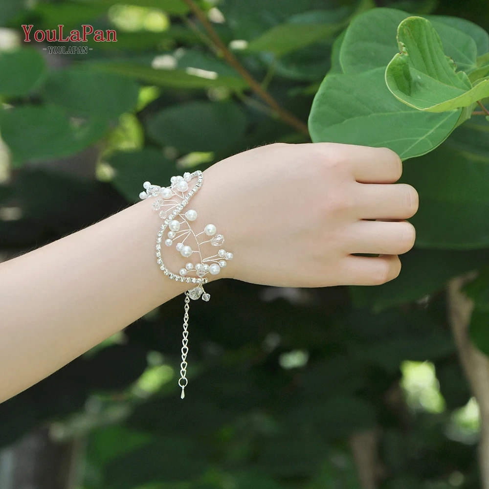

YouLaPan D10 Bridal Freshwater Pearls Bracelet Wedding Bridesmaid wrist flower Beaded Bracelet Prom Hand Wedding Wrist Band