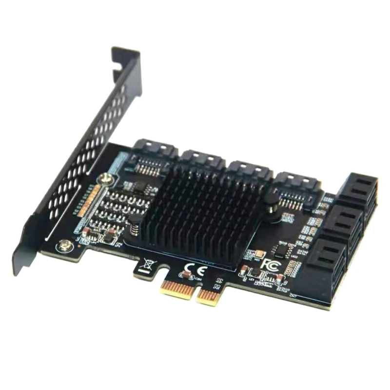 

Плата расширения PCI-E-SATA для настольного компьютера, плата расширения PCIe 1X to 10-Port SATA3.0 6Gpbs, Поддержка порта PCI-E X2 X4 X8 X16