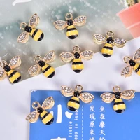 10pcsset alloy enamel crystal honey bee charms pendant jewelry diy making craft gift