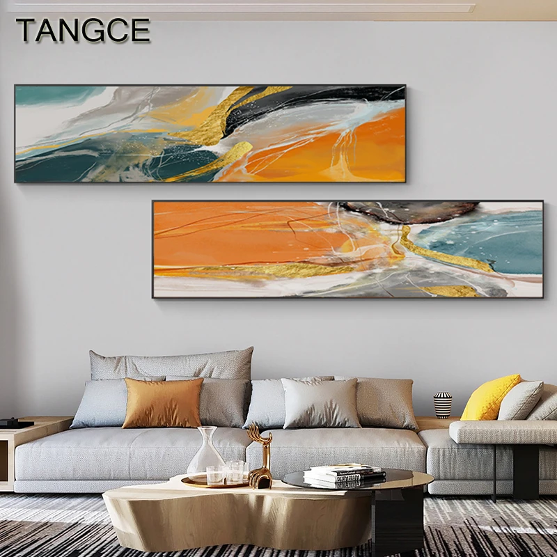 

Modern Abstract Golden Canvas Posters Prints Watercolour Wall Painting Nordic Pictures Classic Background Bedroom Decor Wall Art