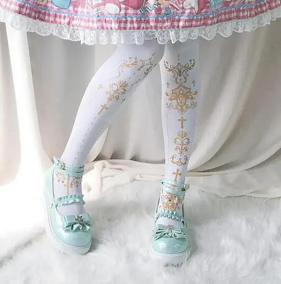 Kawaii для девочек повседневные милые туфли в стиле «Лолита» в винтажном стиле, круглый носок, толстая подошва, женская обувь с кружевными оборками и бантом обувь Kawaii лоли для костюмированной вечеринки