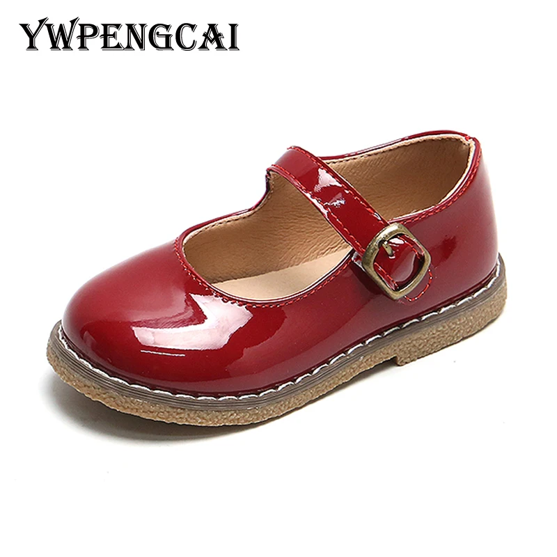 

Туфли YWPENGCAI для девочек, из лакированной кожи, блестящие, демисезонные, размеры 21-30, обувь для школьной униформы