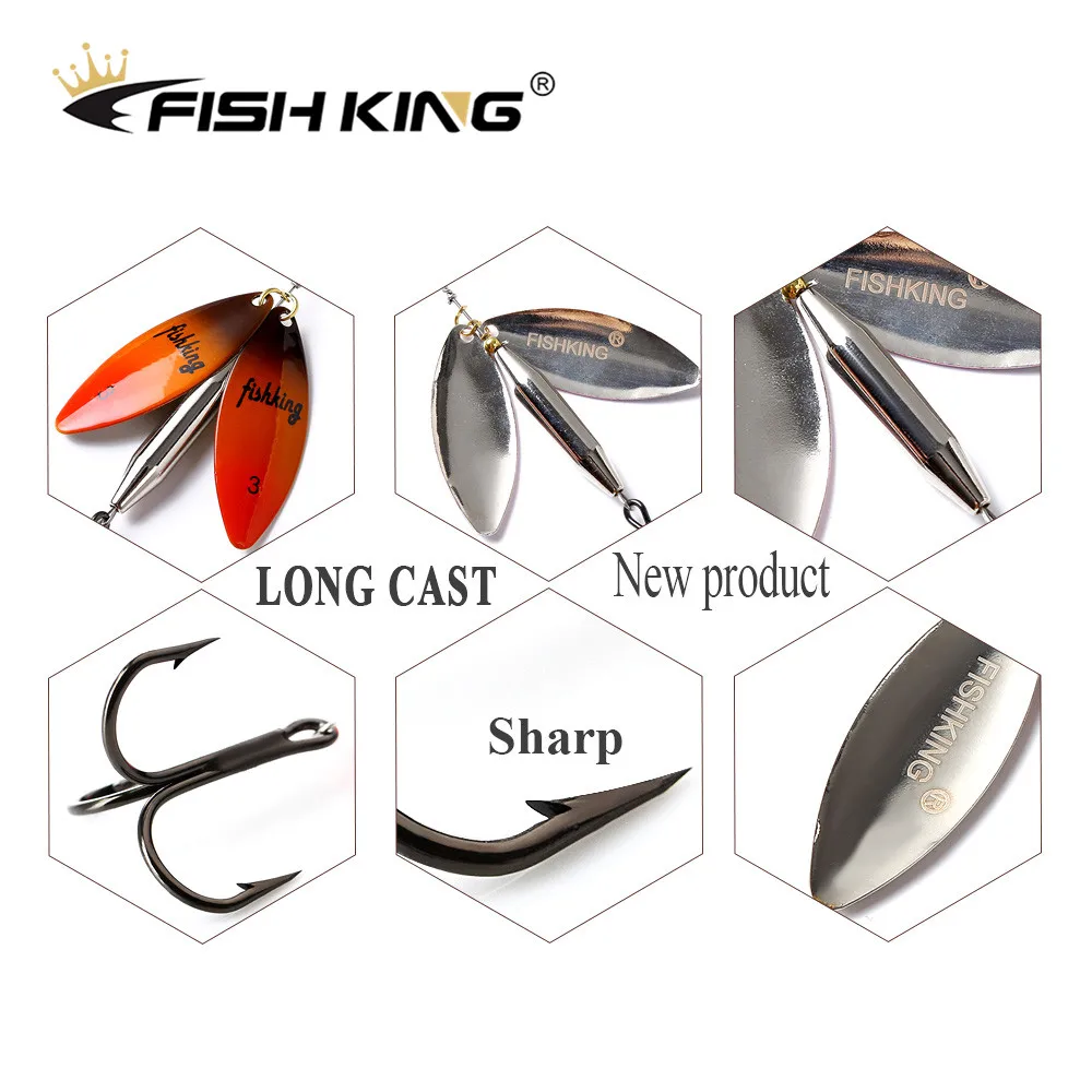 Рыбацкий приманка FISH KING 24 г лонгкастовая двойная спиннерная блесна искусственная жесткая ложка металлическая приманка для щуки.