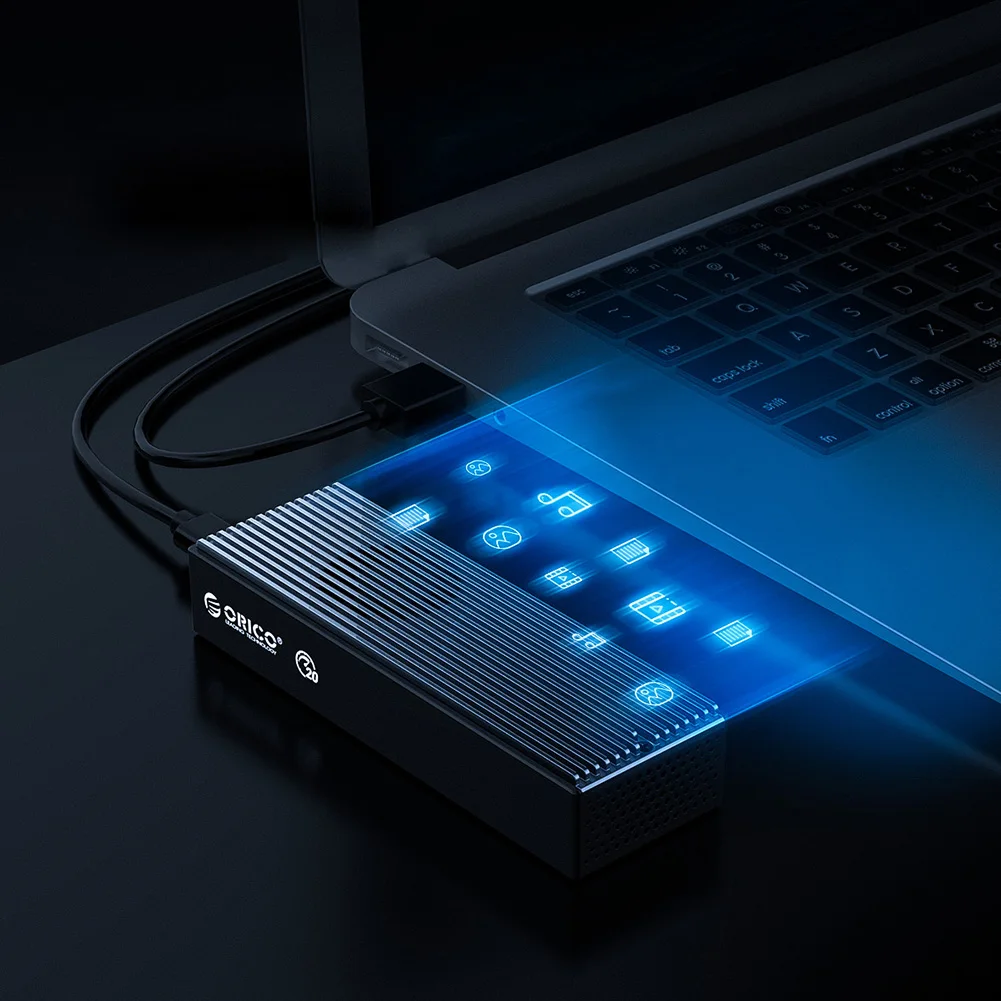 ORICO M.2 NVME Enclosure USB3.2 GEN2x2 20Gbps SSD Box Built-in Cooling Fan Type-C M2 NVME SSD Enclosure For 2230 2242 2260 2280